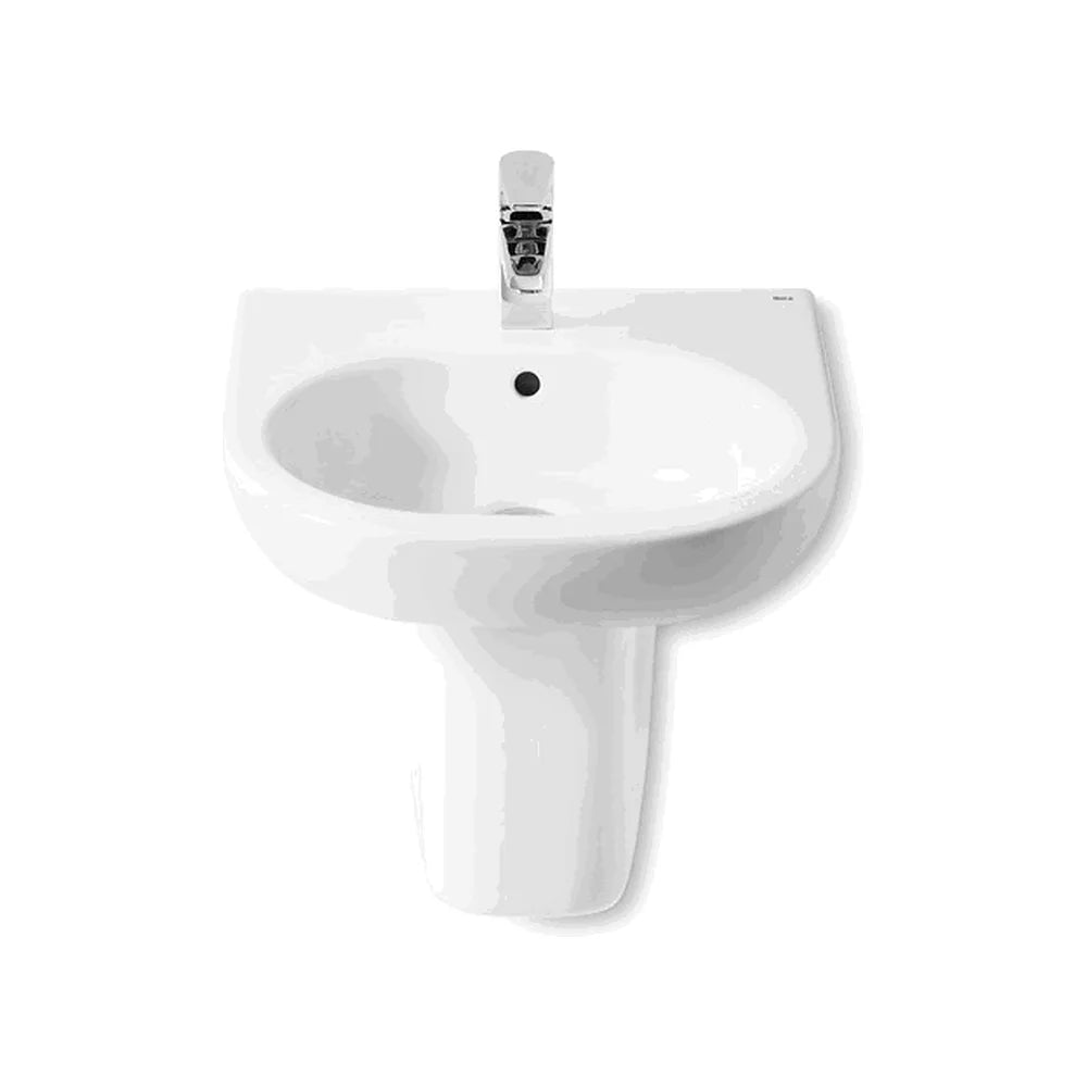 Lavabo con semipedestal de 45 cm fabricado en porcelana de color blanco Meridian Roca - Vista 1