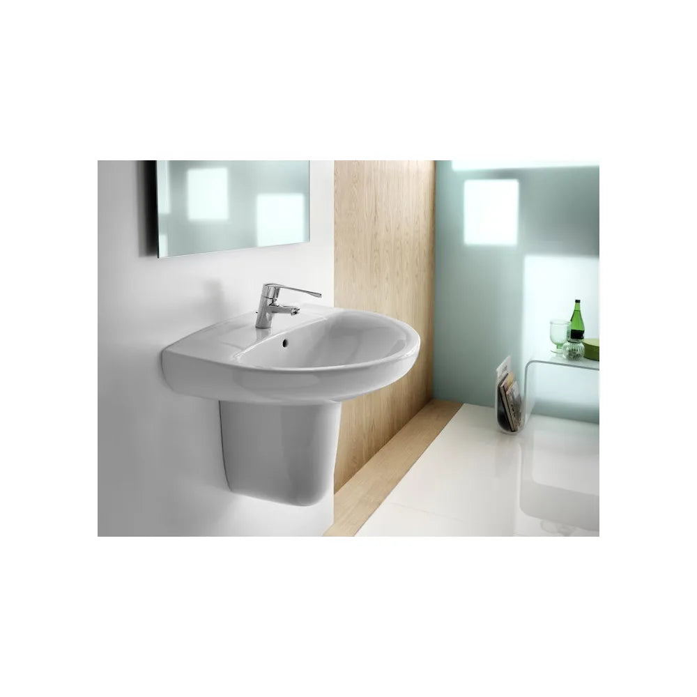 Lavabo con semipedestal de 52 cm fabricado en porcelana de color blanco Victoria Roca - Vista 2