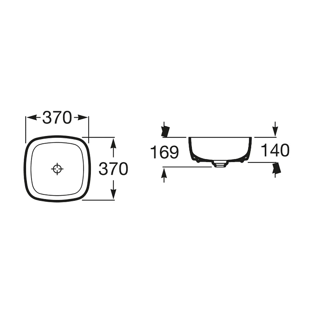 Lavabo para instalar sobre encimera de 37 cm fabricado en fineceramic de color blanco Inspira Soft Roca - Vista 3