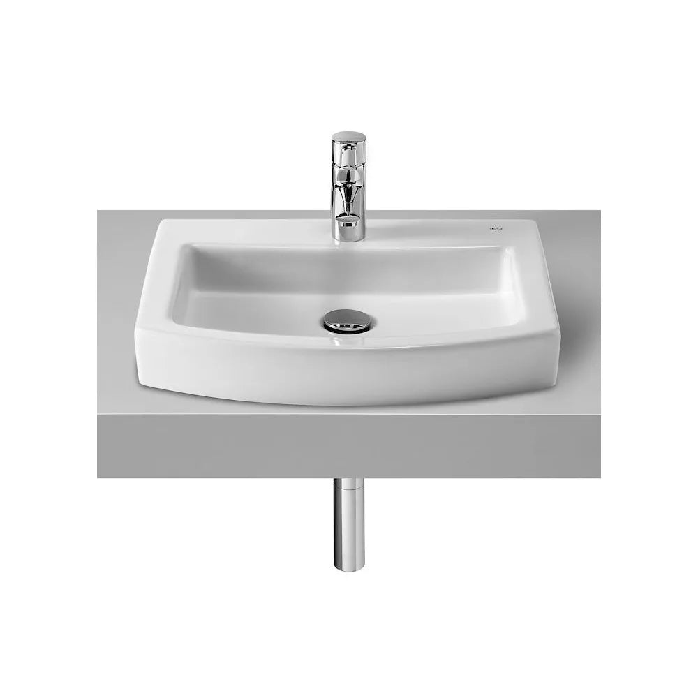 Lavabo para instalación sobre encimera con orificio de 52 cm fabricado en porcelana de color blanco Hall Roca - Vista 1