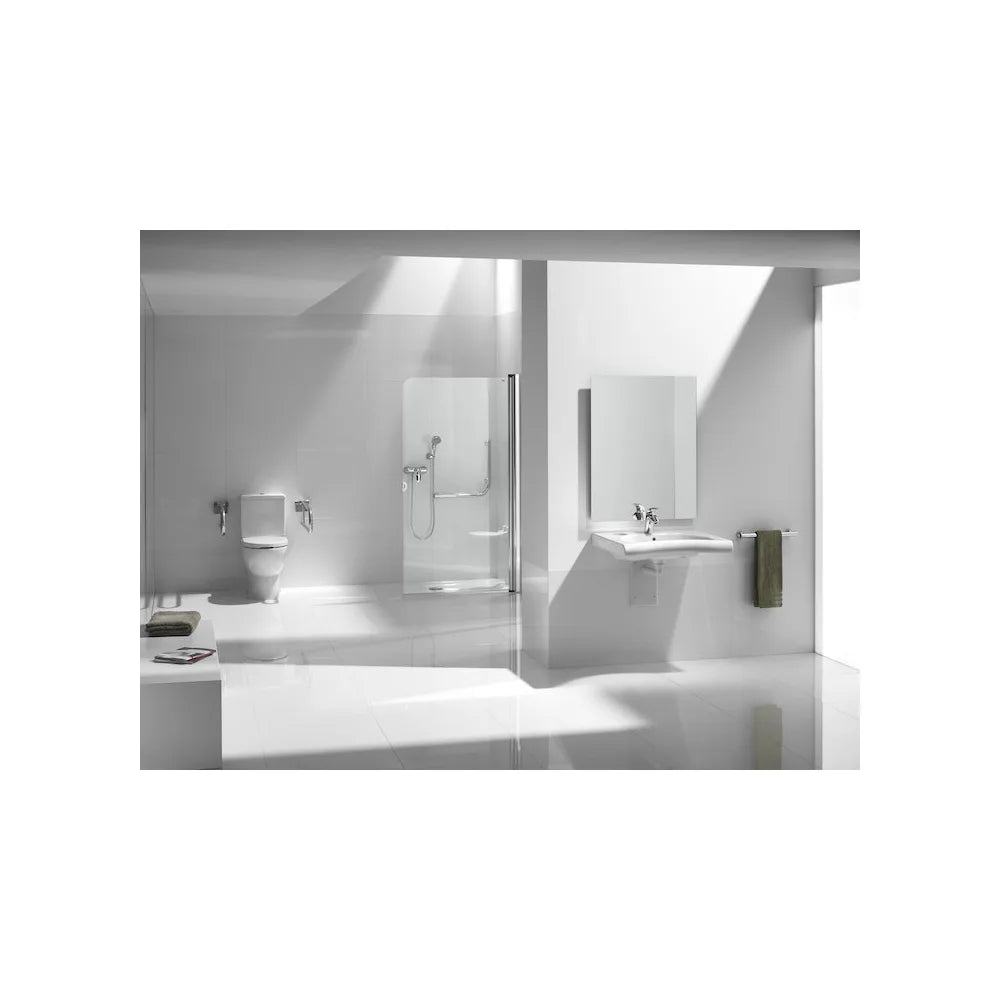Taza para tanque bajo de movilidad reducida de 38,5 cm fabricada en porcelana de color blanco Meridian Roca - Vista 2