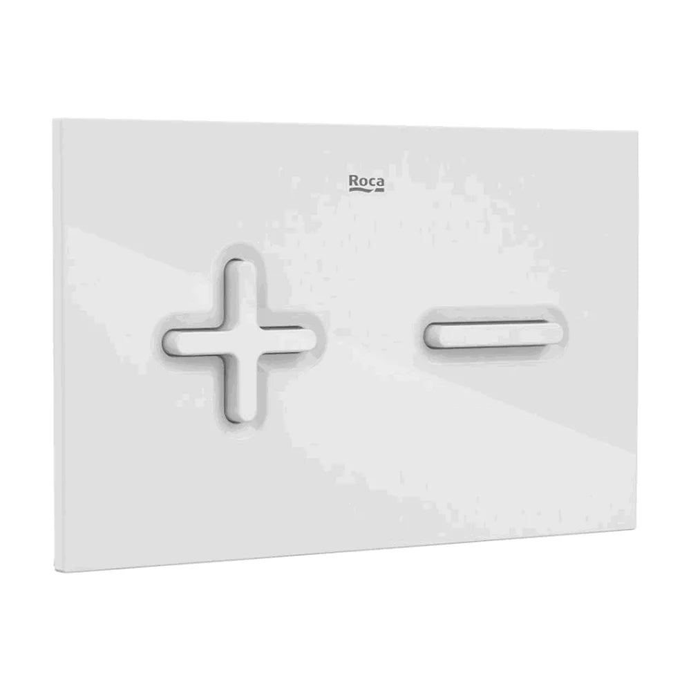 Placa con dos pulsadores para sistemas de doble descarga de color blanco PL6 Dual One Roca - Vista 1