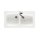 Fregadero con Dos Cubetas Gres Leman 90 cm White Roca