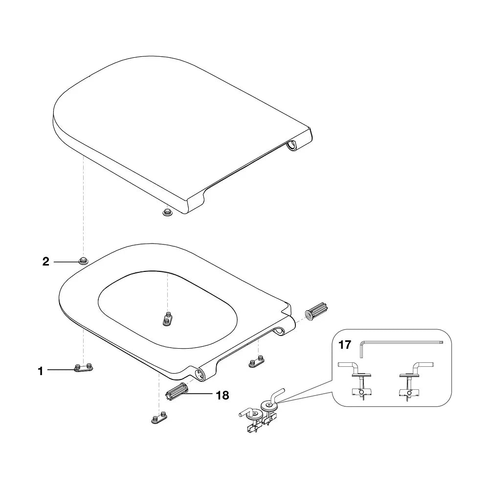 Tapa y Asiento Material Antibacteriano para Inodoro de Tanque Bajo The Gap Roca - Vista 2