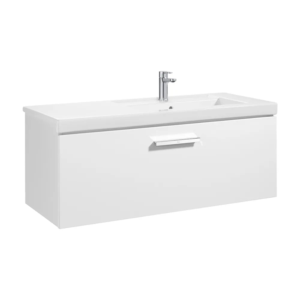 Mueble con lavabo y espejo de baño de 110 cm de color blanco brillo Pack Prisma Roca - Vista 2