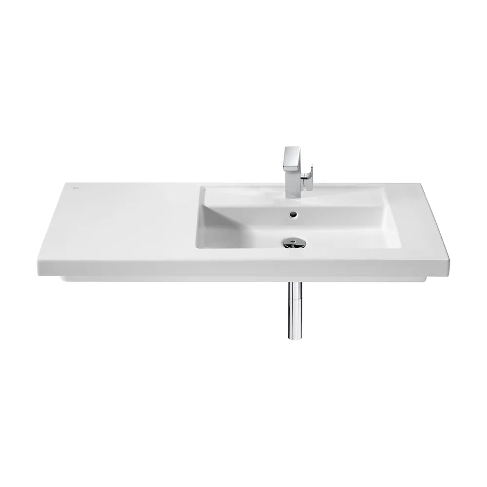 Mueble de Baño Suspendido 110 cm con Lavabo y 2 Cajones Blanco y Fresno Unik Prisma Roca - Vista 3