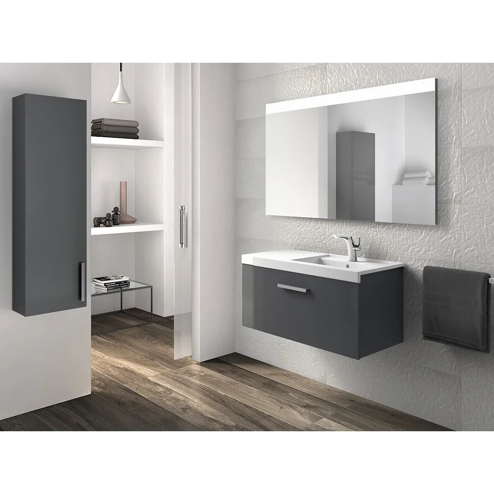 Conjunto de Baño con Lavabo a la Derecha de 90 cm Colección Prisma Gris Antracita Roca - Vista 2