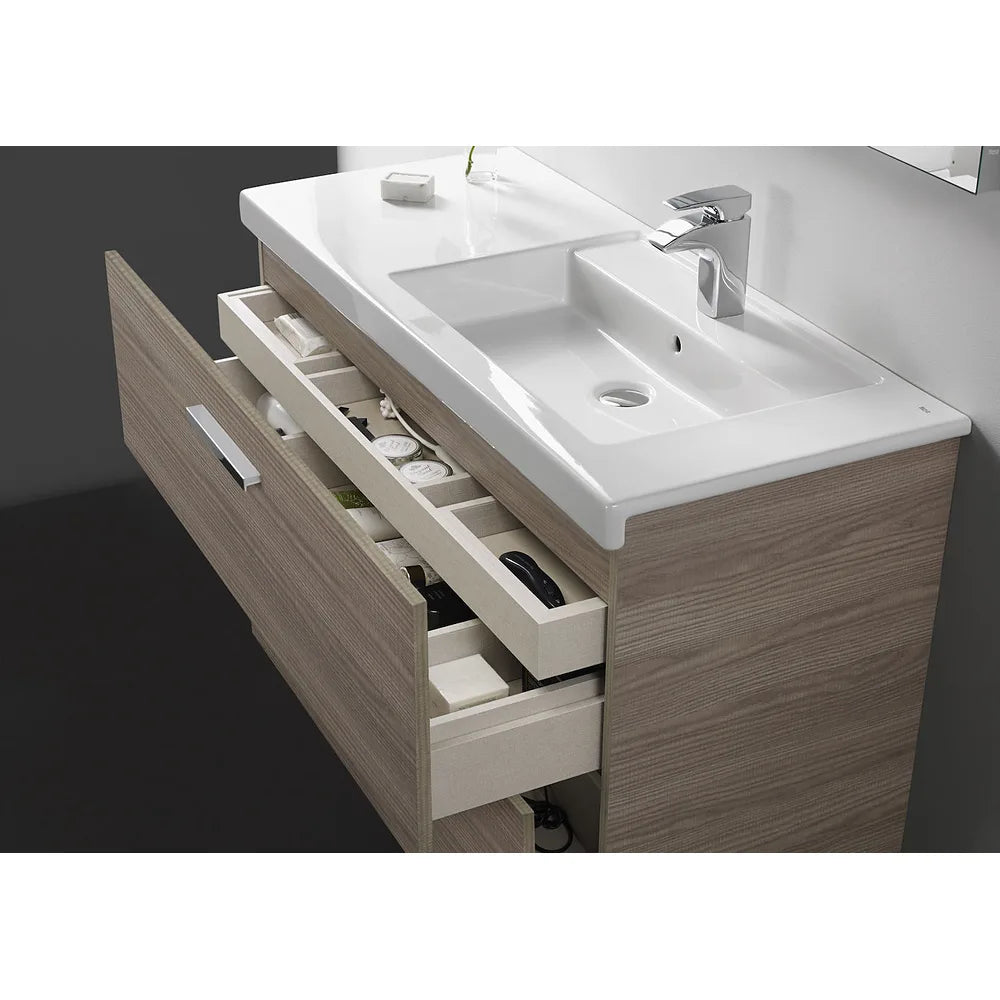 Pack mueble de baño de 90 cm con dos cajones y patas opcionales fresno Prisma Roca - Vista 2