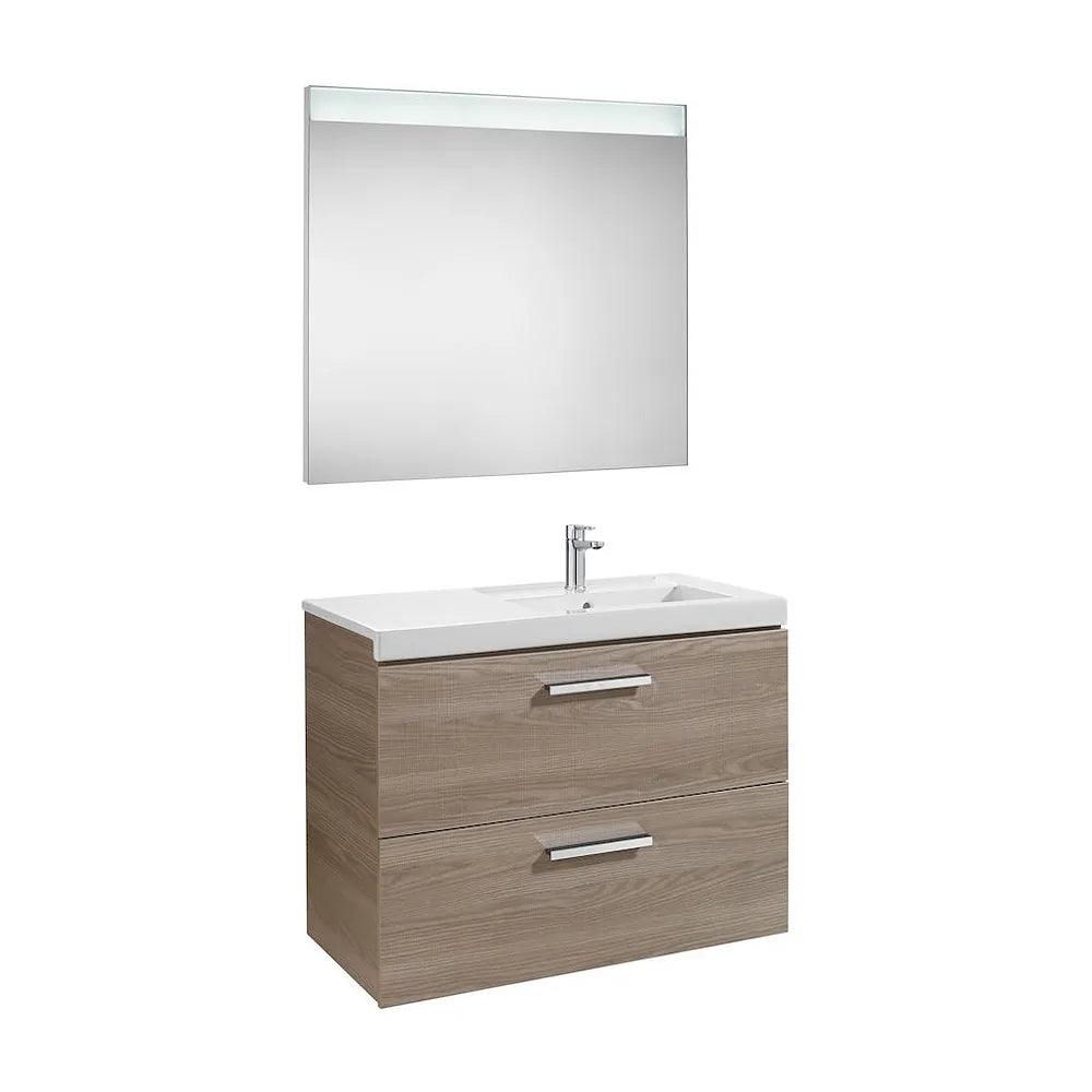 Pack mueble de baño de 90 cm con dos cajones y patas opcionales fresno Prisma Roca - Vista 1