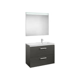 Conjunto de Baño with Basin Derecho de 90 cm Colección Prisma Gris Antracita Roca