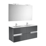 Conjunto de Baño con Cuatro Cajones y Doble Lavabo Gris -n de 120 cm Colección Victoria Roca