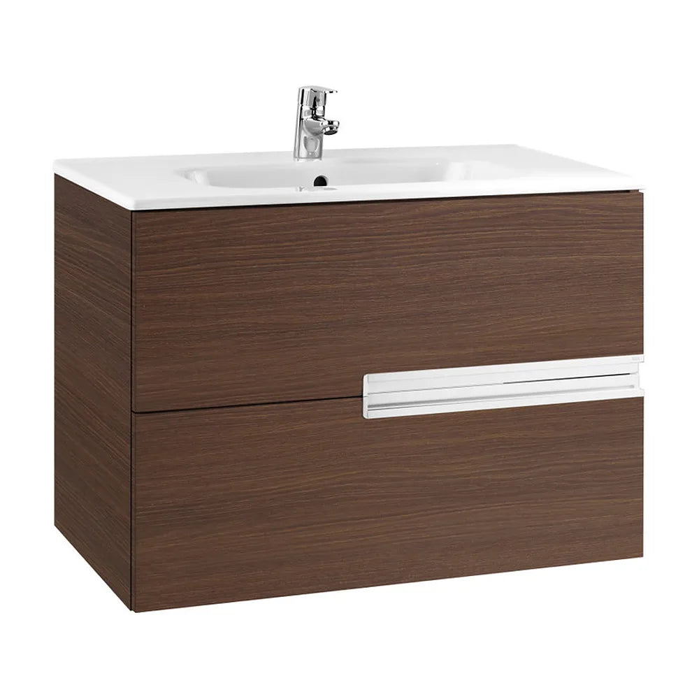 Conjunto de Baño con 2 Cajones y Lavabo Color Wengué Victoria-n de 100 cm Colección Unik Roca - Vista 1
