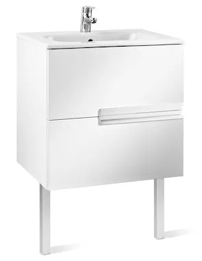 Mueble de baño con lavabo y 2 cajones de 60 cm de ancho color blanco brillo Unik Victoria-N Roca - Vista 1