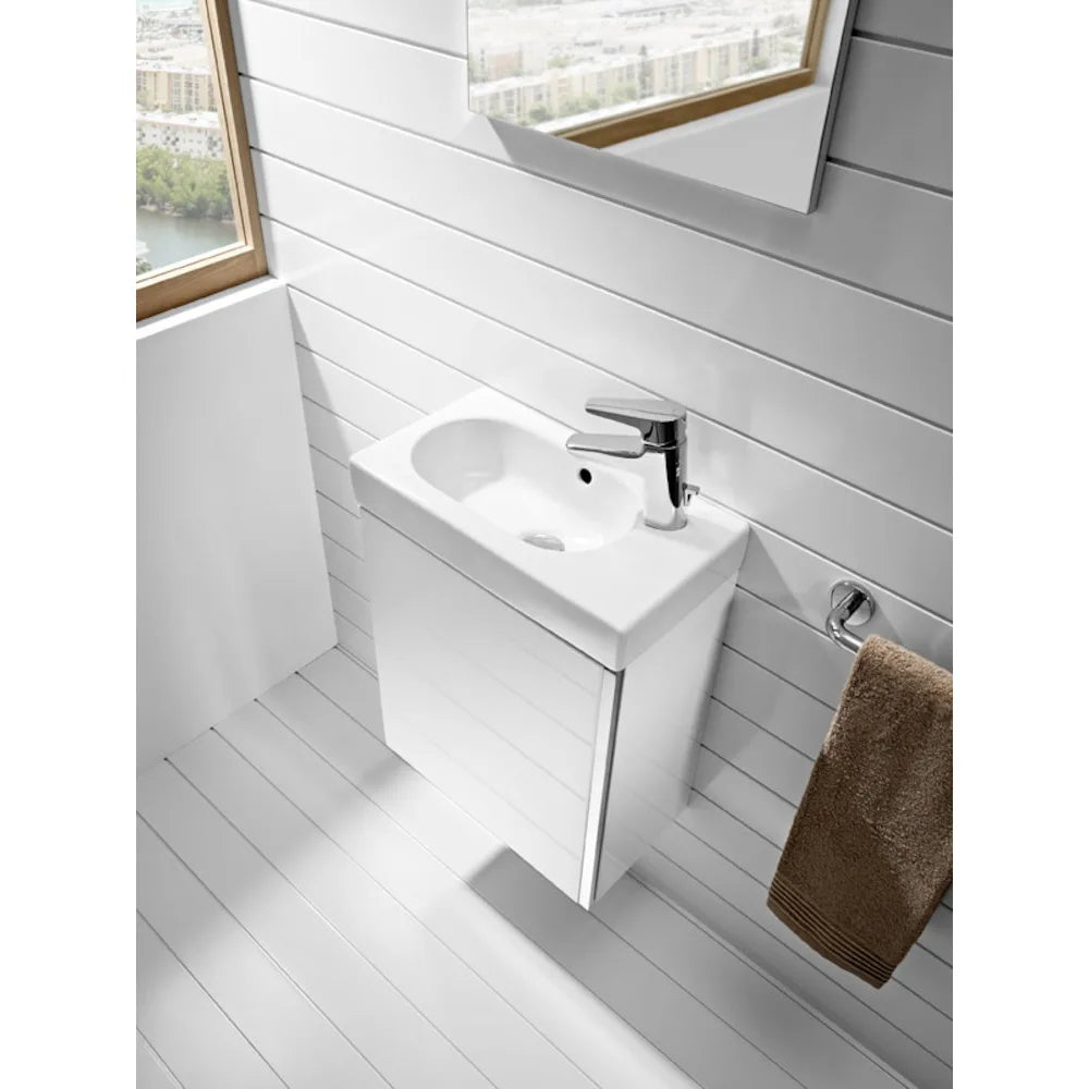 Conjunto de baño con un agujero para grifería de 45 cm de color blanco Mini Roca - Vista 3