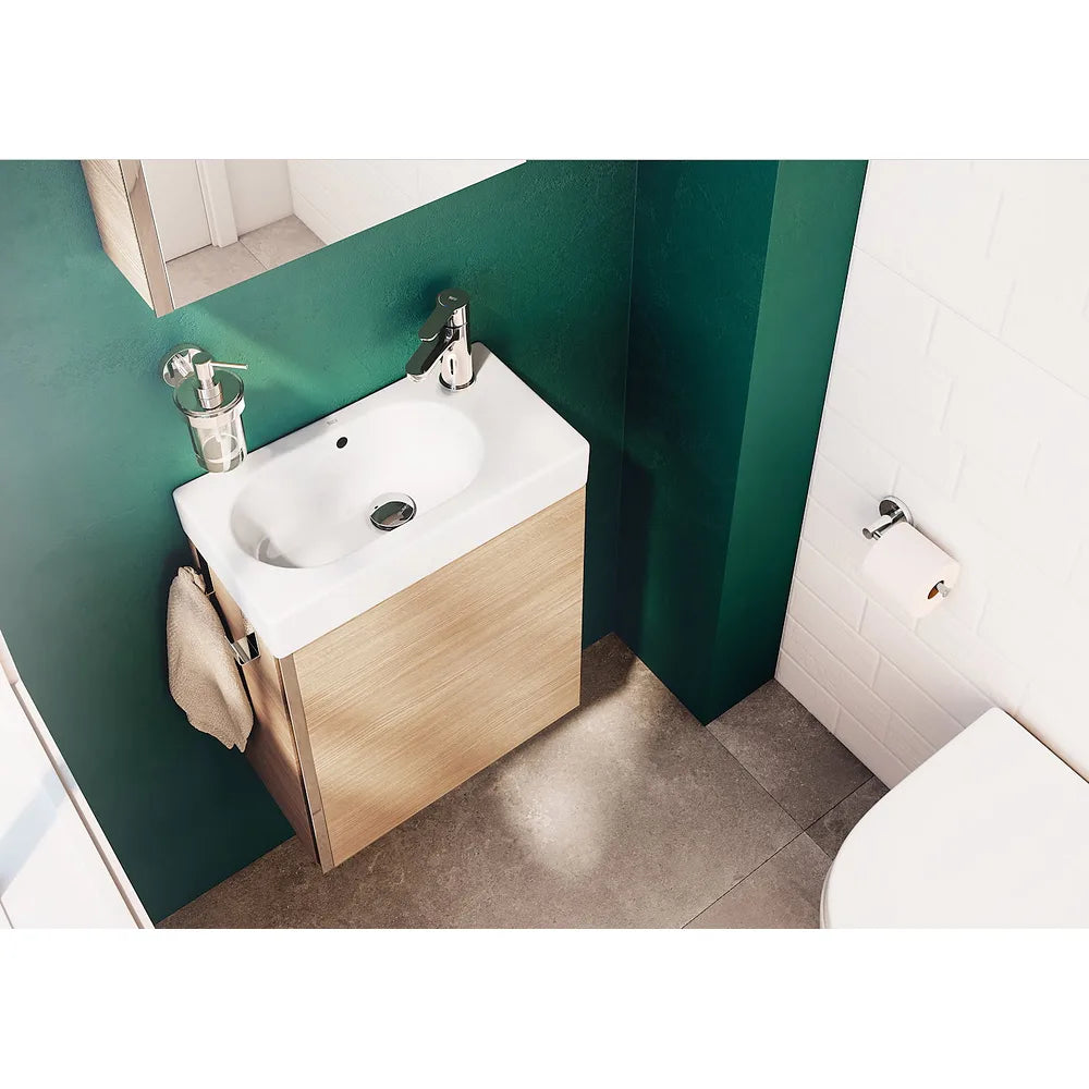 Conjunto de baño con armario de dos estantes de 45 cm de color roble texturizado Mini Roca - Vista 2