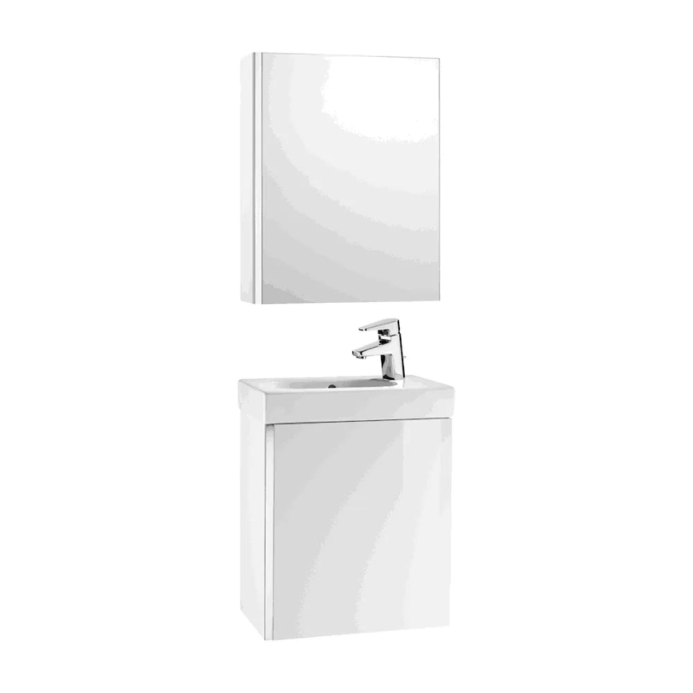 Conjunto de baño de 45 cm con armario de dos estantes de color blanco Mini Roca - Vista 1
