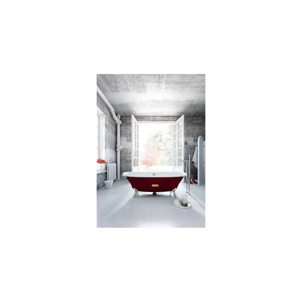 Bañera ovalada de 170 cm fabricada en hierro fundido de color burdeos Newcast Roca - Vista 2