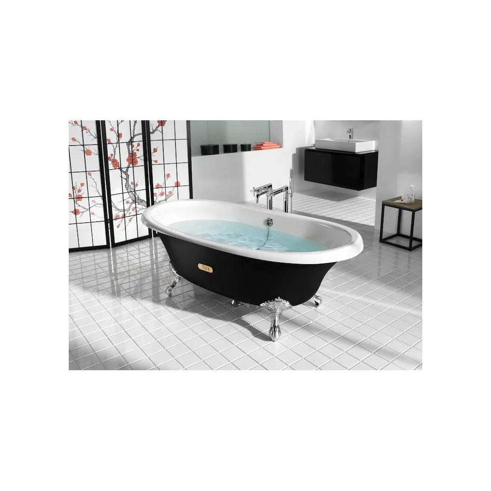 Bañera ovalada de 170 cm fabricada en hierro fundido de color negro Newcast Roca - Vista 2