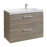 Bathroom Vanity Unit with Basin Derecho y 2 Cajones Unik de 90 cm Colección Prisma Fresno Roca