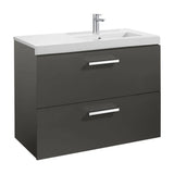 Móvel de Casa de Banho Com Lavatório Direito E 2 Gavetas de Largura de Cor Cinzento Antracite Unik Prisma 90 cm Roca