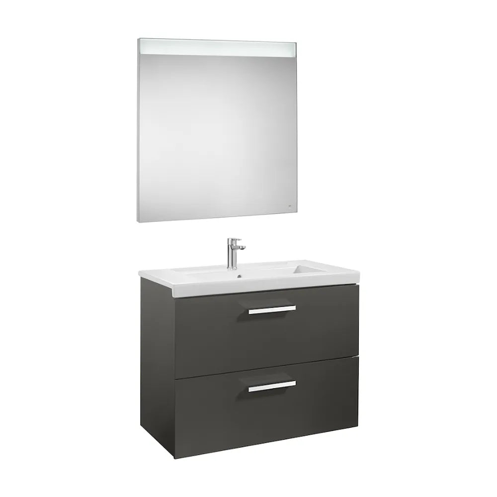 Conjunto de Baño y Aglomerado de 80 cm Colección Prisma Gris Antracita Roca - Vista 1