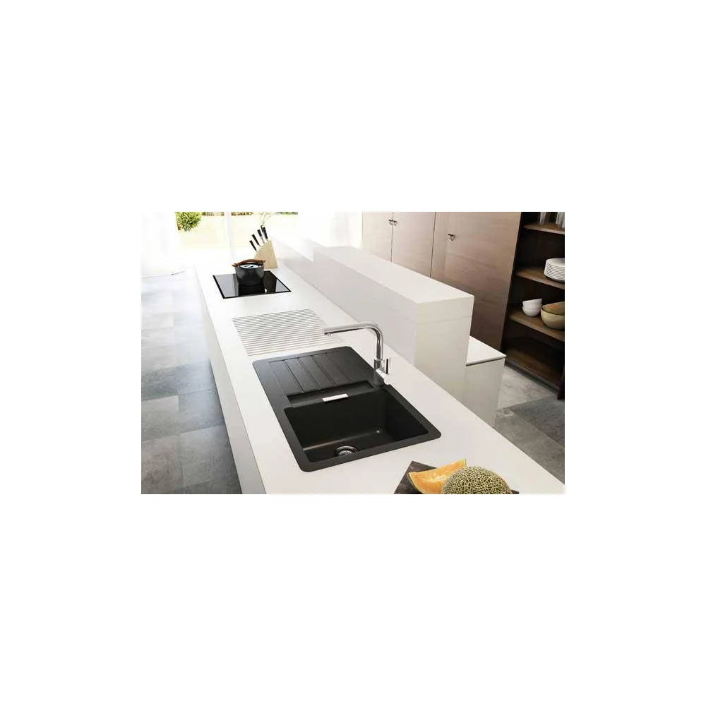 Fregadero con escurridor de 100 cm fabricado en quarzex de color negro Oslo Roca - Vista 2