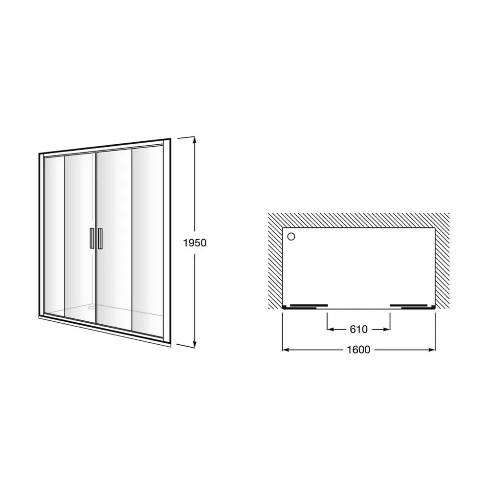 Mampara Angular para Ducha de Dos Correderas Vidrio Templado Ura Roca - Vista 6