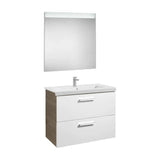 Conjunto de Baño con 2 Cajones y Espejo Led-fresno de 80 cm Colección Prisma White Roca