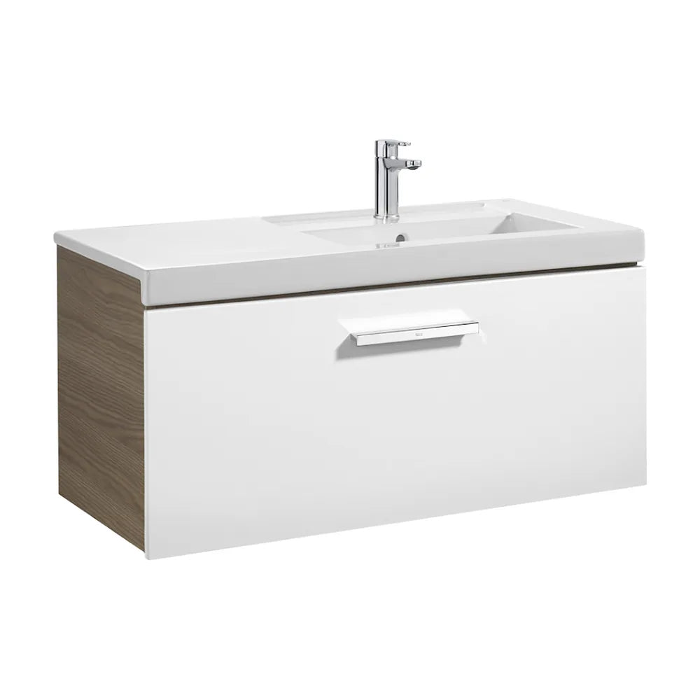 Mueble de Baño con Lavabo y 1 Cajón -fresno Unik de 90 cm Colección Prisma Blanco Roca - Vista 1