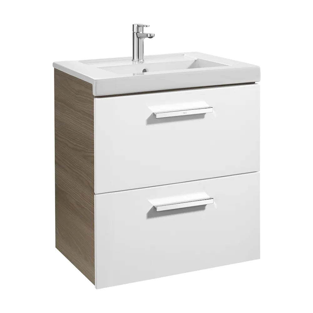 Mueble de Baño con Lavabo y 2 Cajones -fresno Unik de 60 cm Colección Prisma Blanco Roca - Vista 1
