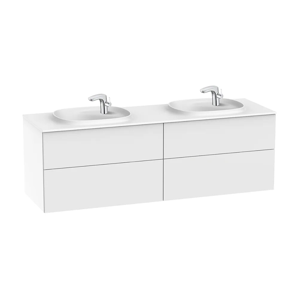 Mueble de Baño con Lavabo Doble y 4 Cajones Beyond de 160 cm Colección Unik Blanco Brillo Roca - Vista 1