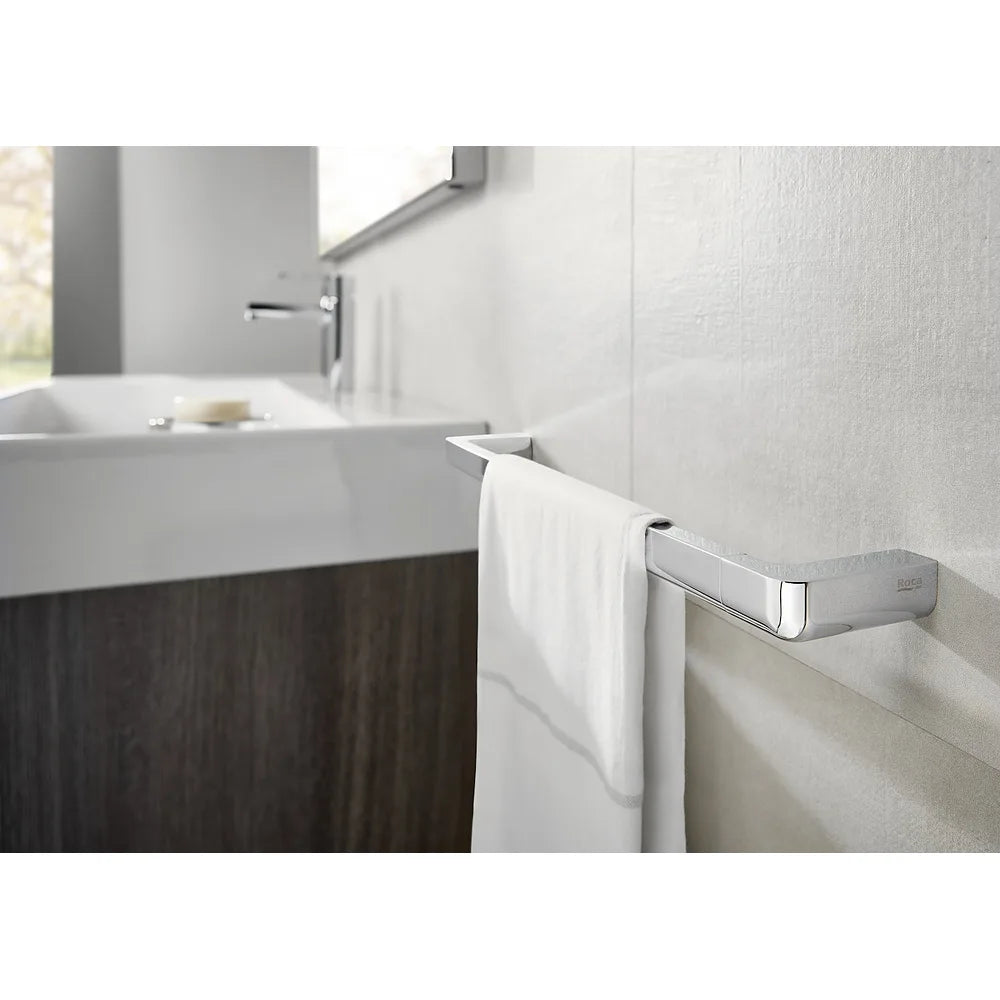 Toallero de lavabo de instalación fija de 45 cm fabricado en metal con acabado brilloso Tempo Roca - Vista 2