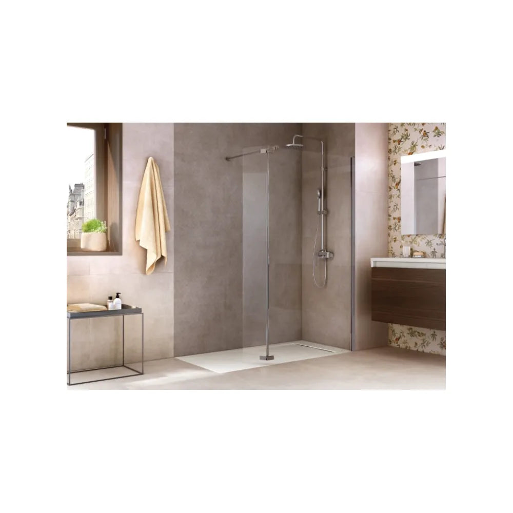 Plato de ducha de stonex con diseño rectangular extraplano en acabado perla Aquos Roca - Vista 3