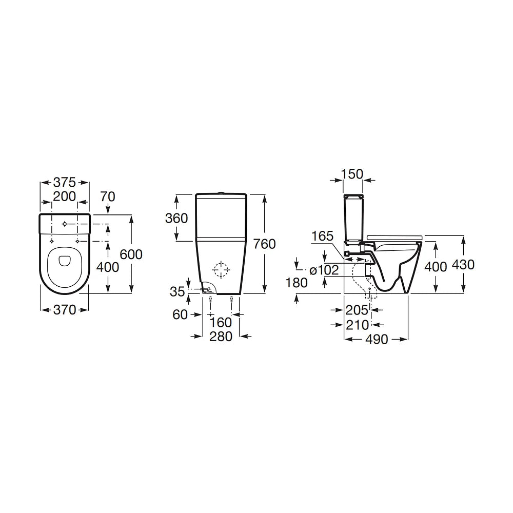 Taza de Inodoro Hecha en Porcelana con Salida Dual en Rimless Inspira Round Blanco Roca - Vista 2