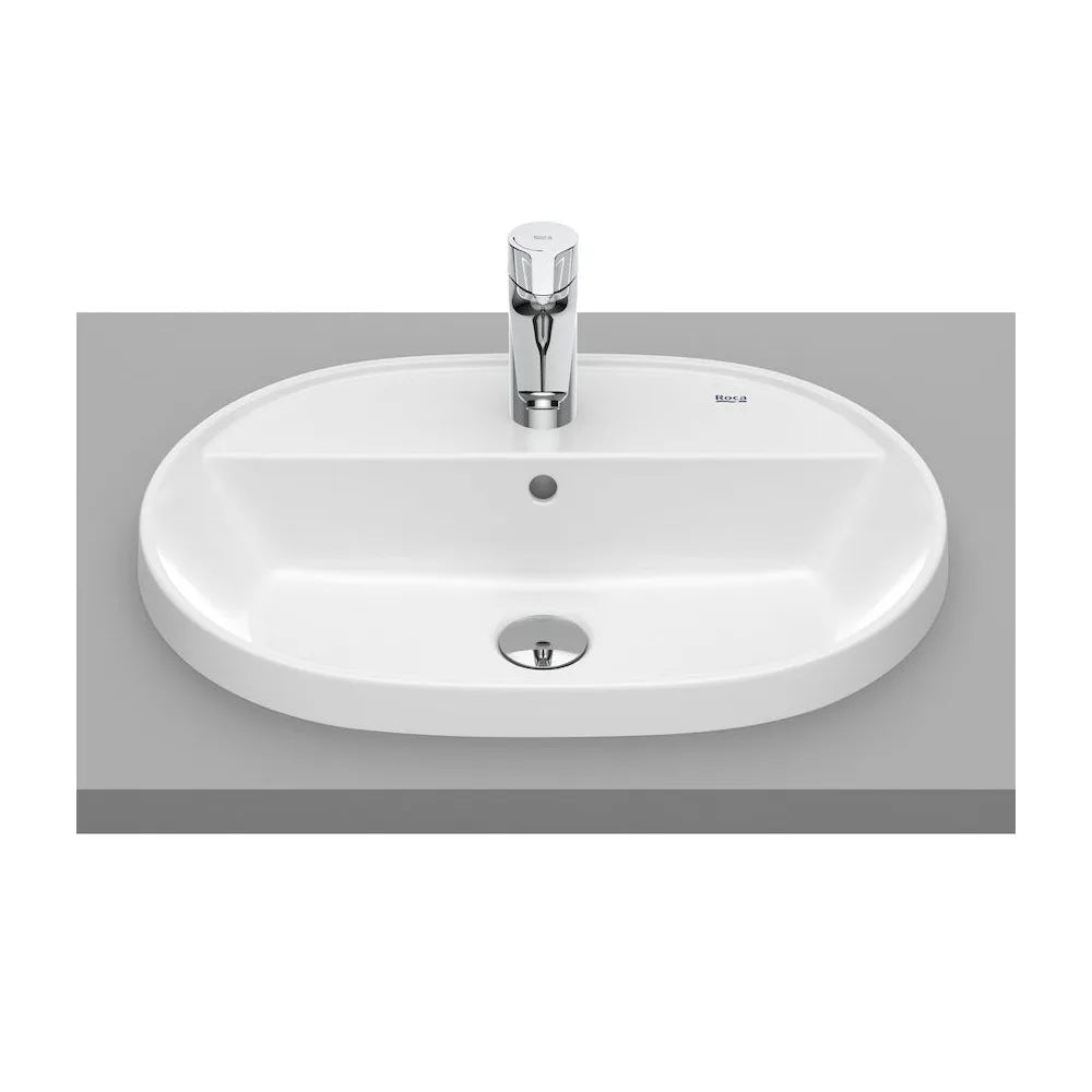 Lavabo encastrado de 55 cm con diseño oval y un acabado en color blanco Round Roca - Vista 1