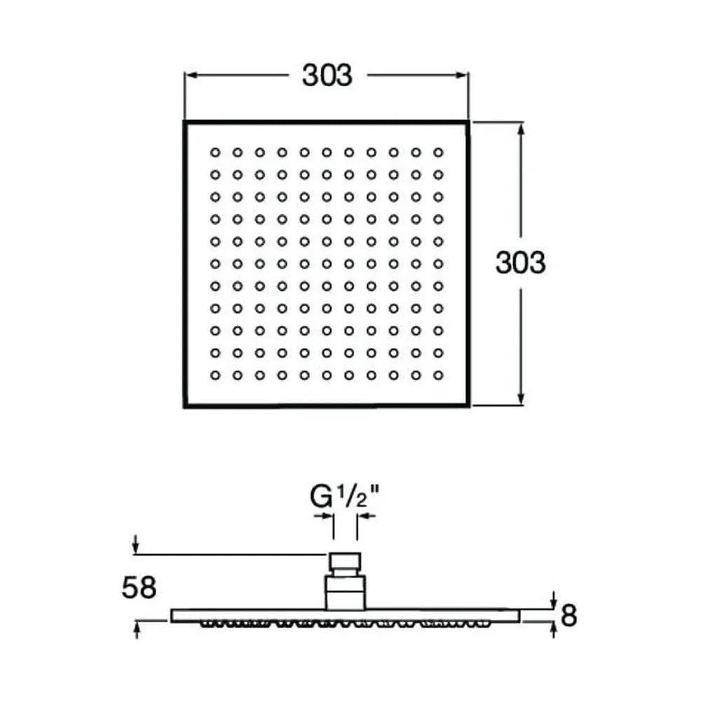 Rociador con Diseño Cuadrado en Titanio para Pared O Techo RainSense 30 cm Negro Roca - Vista 2