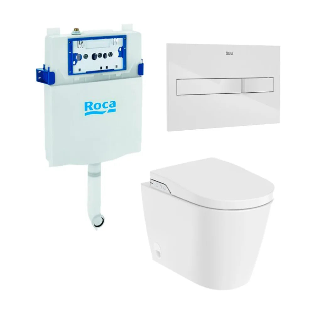 In Wash Inodoro a Suelo Rimless con Cisterna Empotrada y Placa Pulsadora Colección Inspira Roca - Vista 1