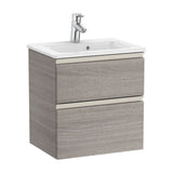 Wall-Hung Bathroom Vanity Unit with Basin and 2 Drawers de 50 cm Colección Unik Roble Roca