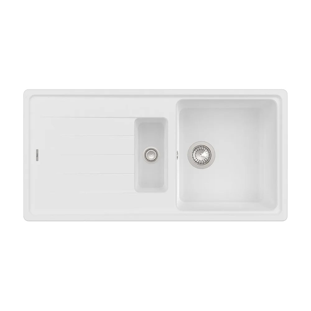 Fregadero Sobre Encimera Una Cubeta y Media Quarzex Bergen Blanco Roca - Vista 1