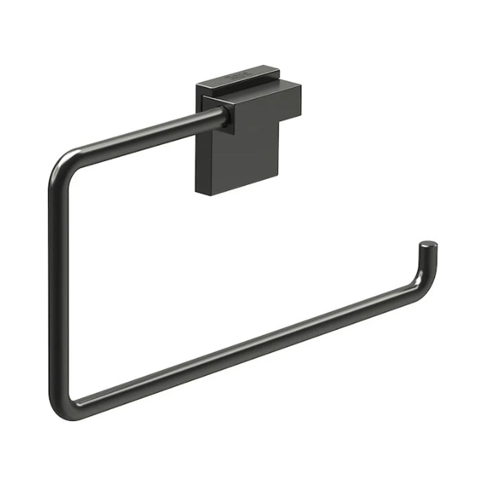 Toallero anilla hecho en metal de 22,8 cm con un acabado en color negro mate Rubik Roca - Vista 1