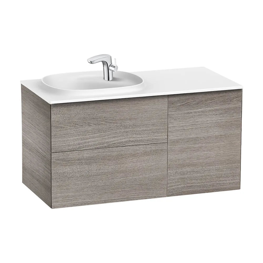 Mueble de Baño con Lavabo Izquierdo Formado por 2 Cajones y 1 Puerta Beyond de 100 cm Colección Unik Roble Roca - Vista 1