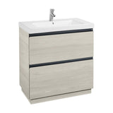 Bathroom Vanity Unit with Basin and 2 Drawers Nórdico Lander de 80 cm Colección Unik Fresno Roca