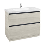 Bathroom Vanity Unit with Basin and 2 Drawers Nórdico Lander de 100 cm Colección Unik Fresno Roca