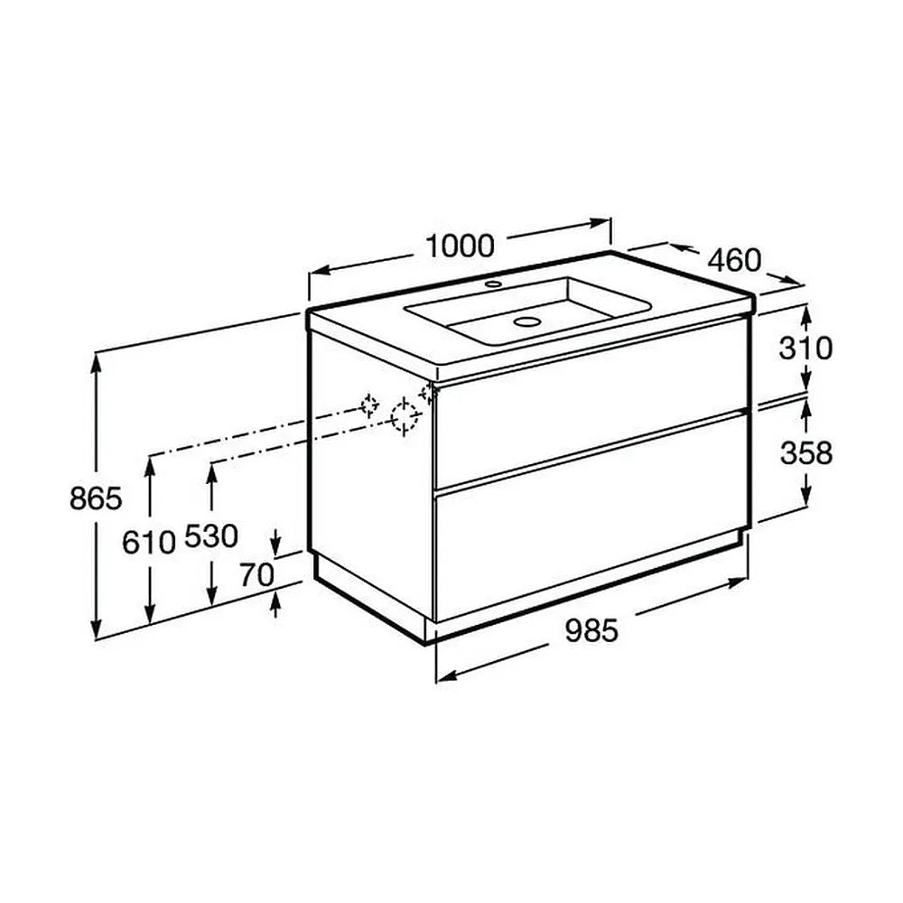 Mueble de Baño con Lavabo y 2 Cajones Nórdico Lander de 100 cm Colección Unik Fresno Roca - Vista 7