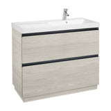 Bathroom Vanity Unit with Right-Hand Washbasin and 2 Drawers Nordic Lander 100 cm Unik Collection Ash Roca