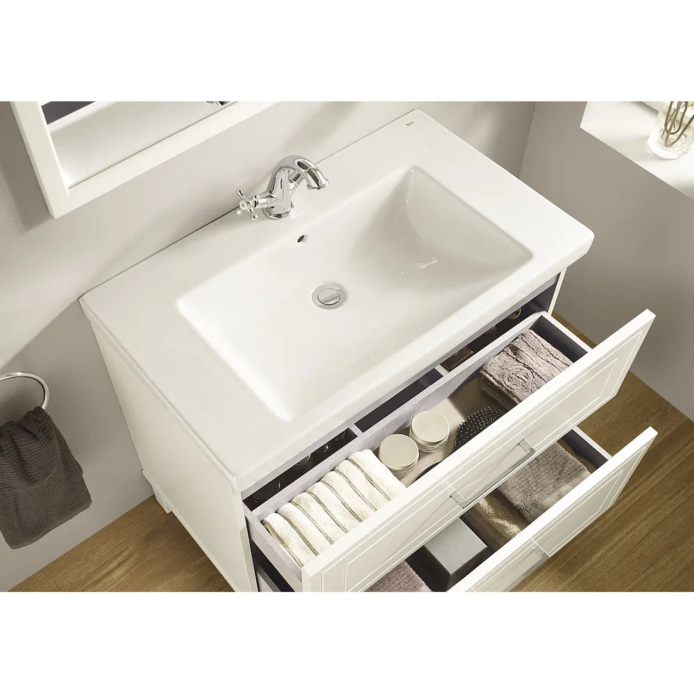 Conjunto de baño de 80 cm con dos cajones y un acabado en color blanco mate Pack Romea Roca - Vista 2