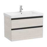 Bathroom Vanity Unit with Basin and 2 Drawers Nórdico Domi de 80 cm Colección Unik Fresno Roca