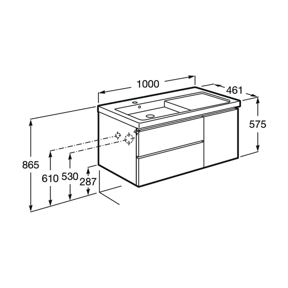 Mueble de Baño con Lavabo Izquierdo Formado por 2 Cajones y 1 Puerta Domi de 100 cm Colección Unik Roble Roca - Vista 4