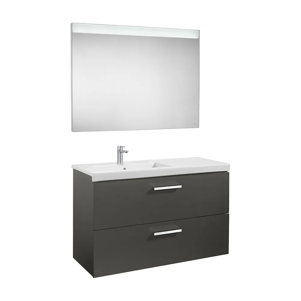 Conjunto de Baño con 2 Cajones y Lavabo Izquierdo Gris de 110 cm Colección Prisma Roca - Vista 1