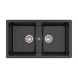 Fregadero de Carga Mineral de Dos Cubetas Bergen Negro Roca